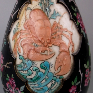 detail of the lobster pattern vase for woods by frederick rhead